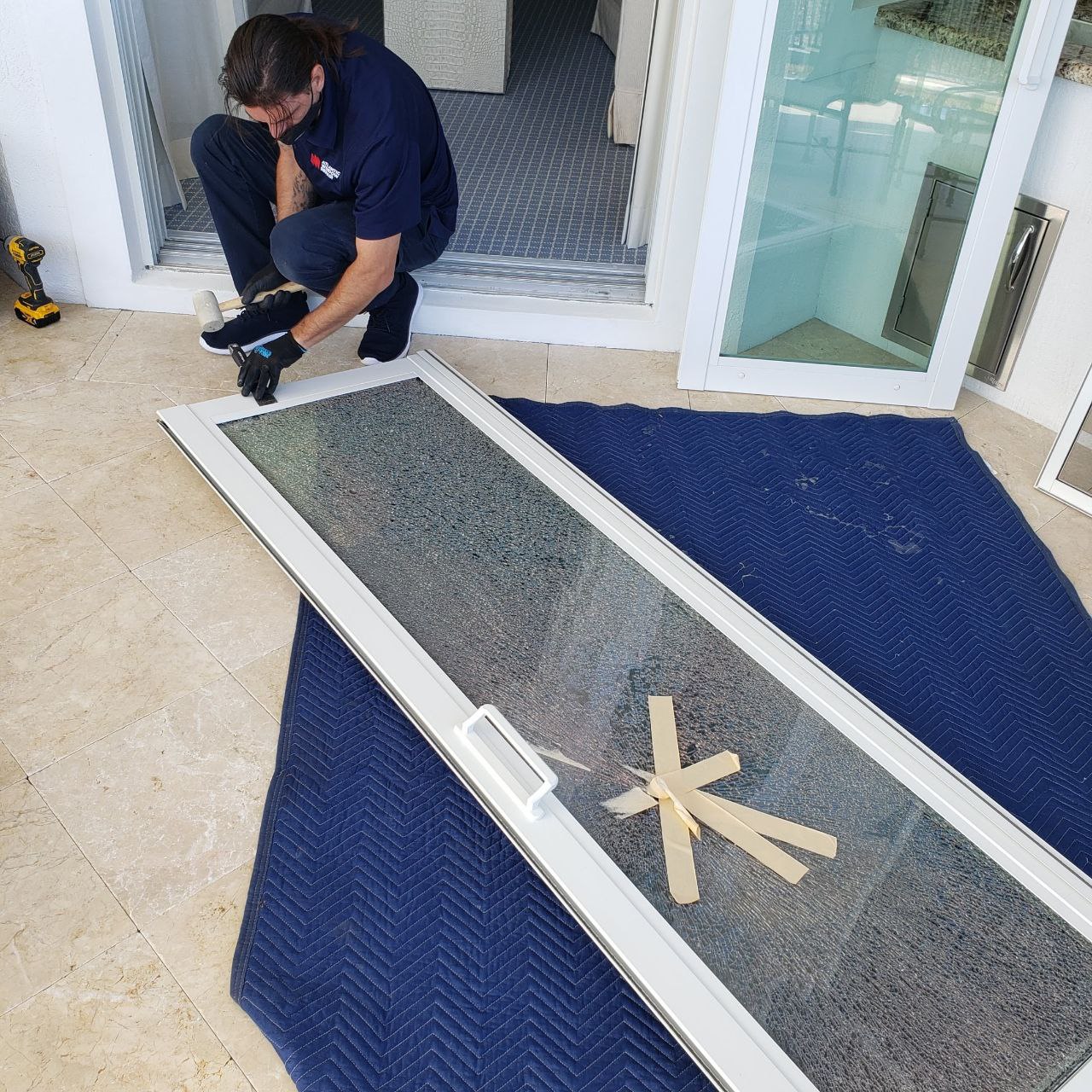Emergency storefront door repair